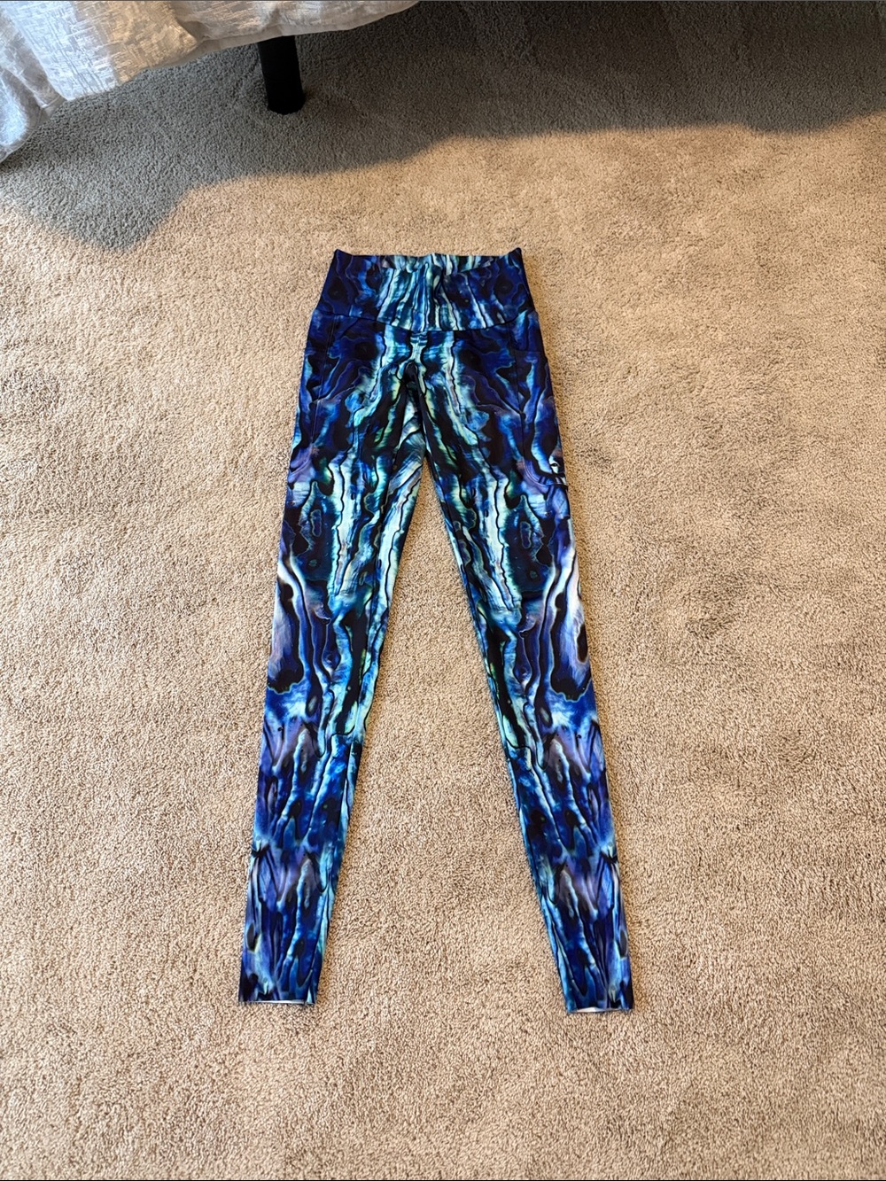 Blue Marble Print Leggings